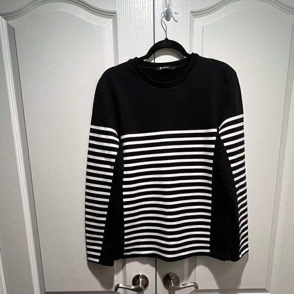 T by Alexander Wang Striped Pullover Sweatshirt Women Size Small Blk/White - Picture 1 of 5